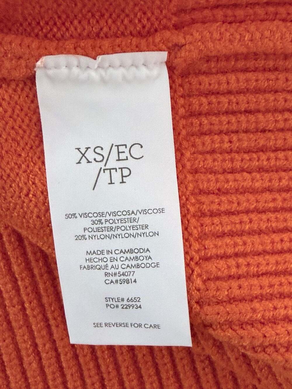 New Cabi Citrus Cardigan Fiesta Orange V-Neck Size XS - Picture 4 of 4